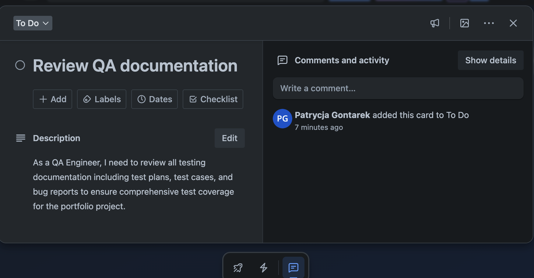 UI - Description Saved